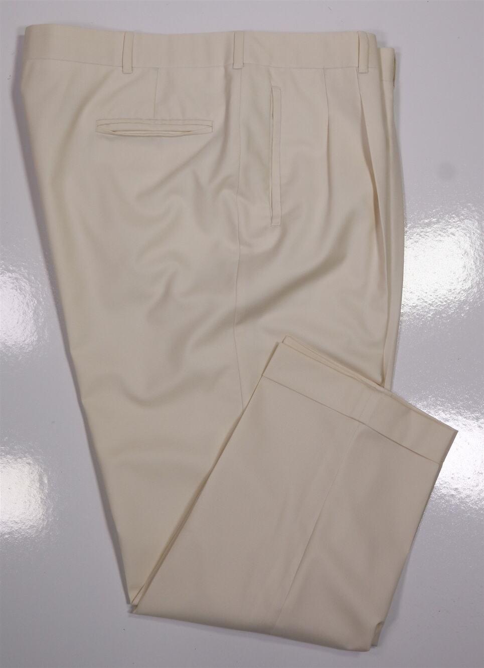 Nino Corvato Bespoke Hand Tailored Cream Wool Pleated Dress Pants 40x27